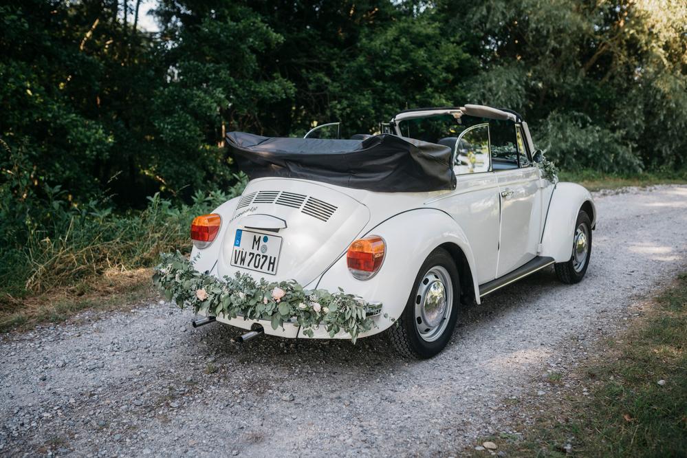 VW Käfer Cabrio Hochzeitsschmuck