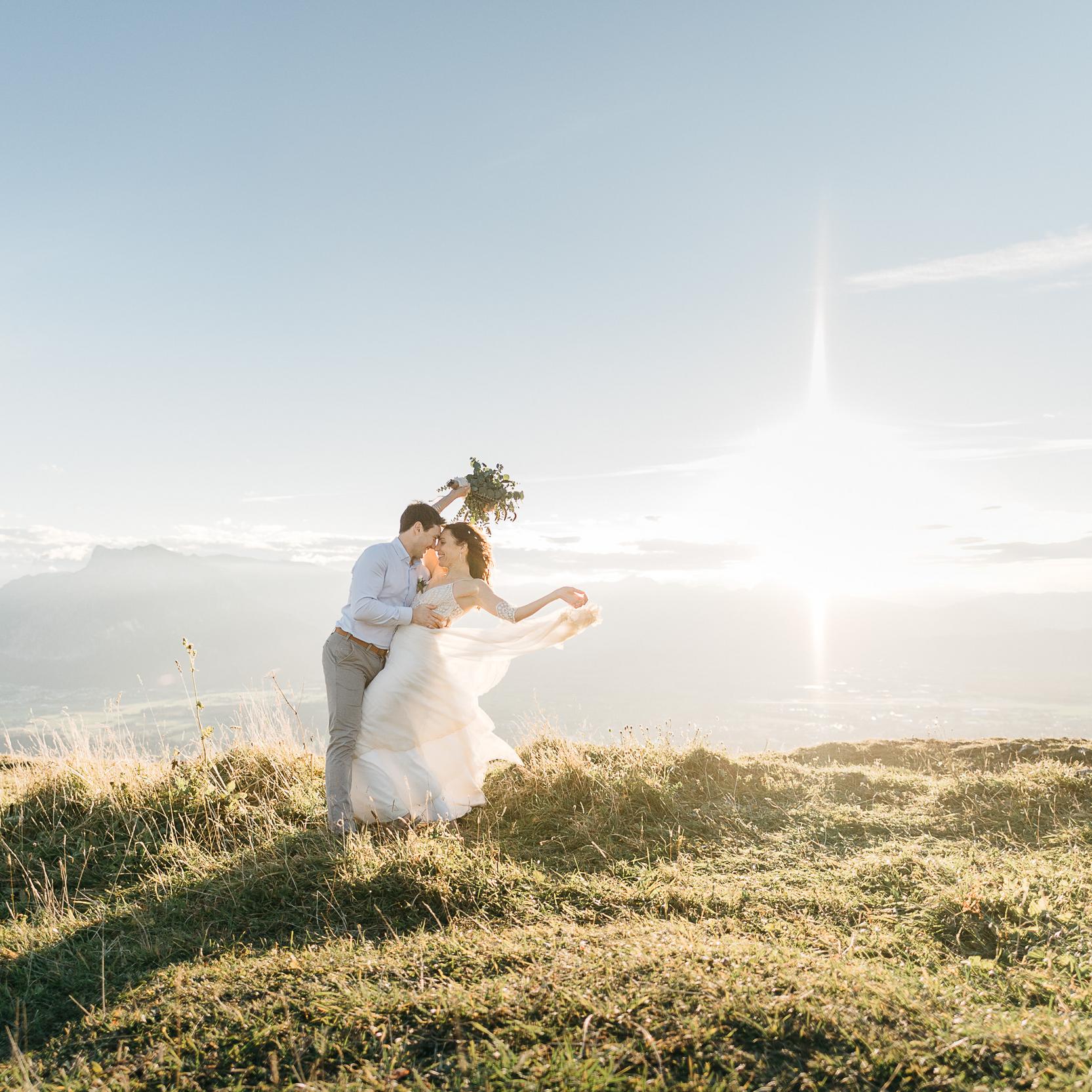 Wandering Wedding Couple Alps